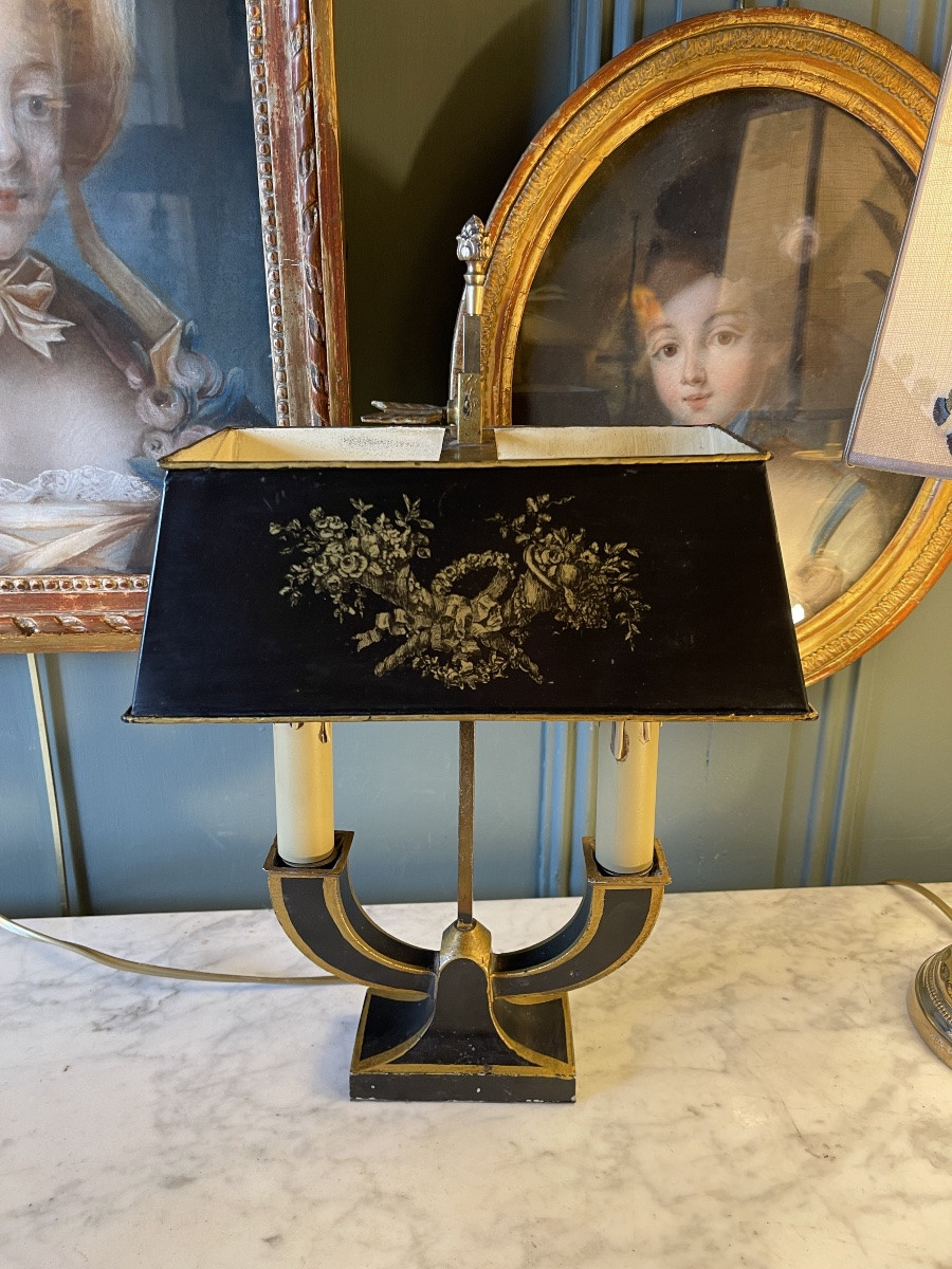Bouillotte Lamp With Floral Decor, Height 40 Cm-photo-2