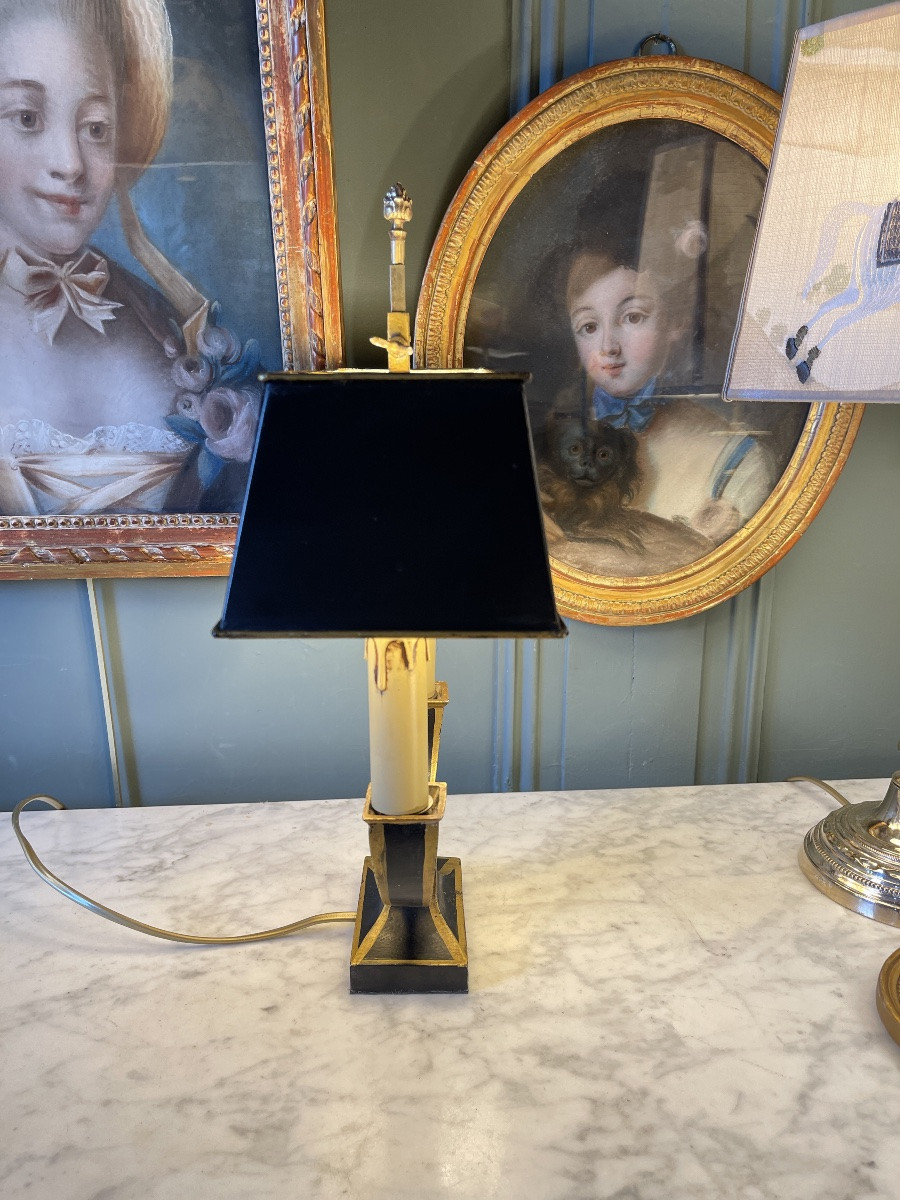 Bouillotte Lamp With Floral Decor, Height 40 Cm-photo-1