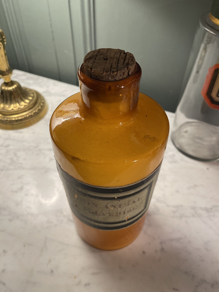 Pot à Pharmacie En Verre Orange XIXème-photo-1