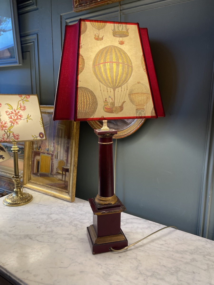Lampe en tôle peinte XIXème, hauteur 62 cm-photo-4