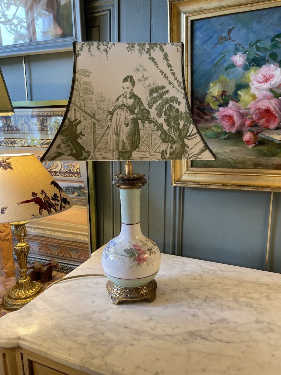 Lampe en porcelaine XIXème, hauteur 51 cm-photo-2