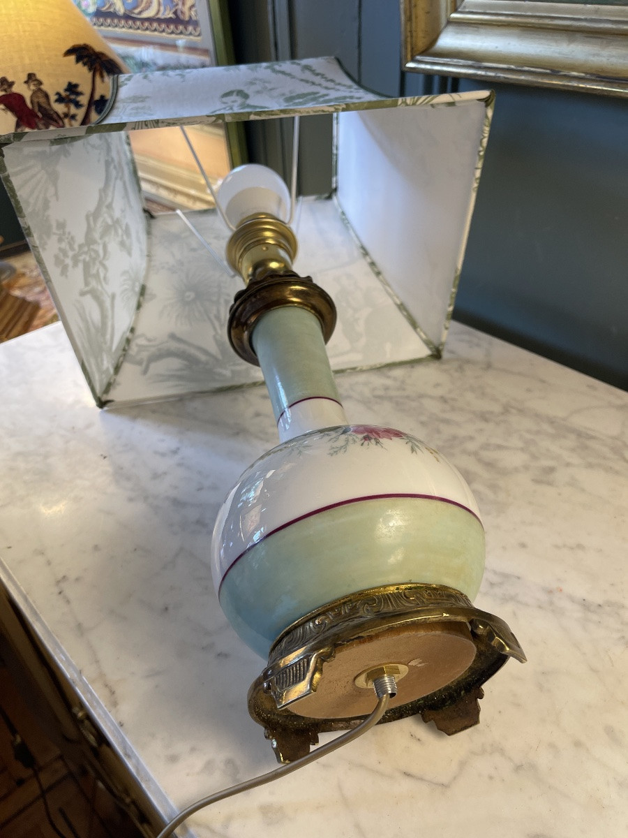 Lampe en porcelaine XIXème, hauteur 51 cm-photo-7