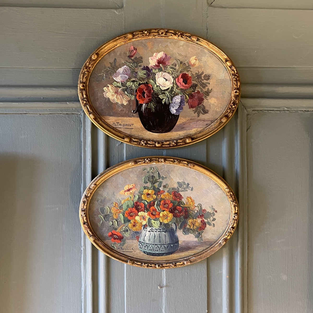 Paire de petits bouquets de fleurs, 14.5 cm x 19.5 cm
