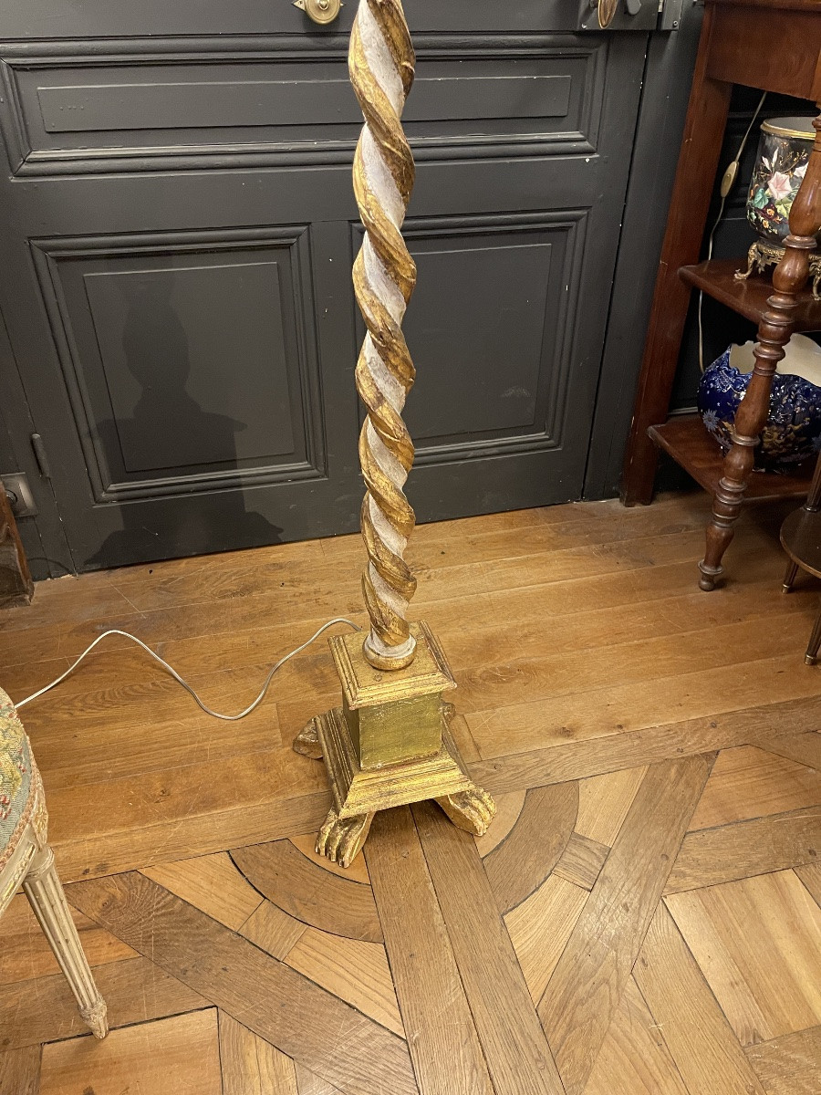 Twisted Painted Wooden Floor Lamp, Height 155 Cm-photo-4