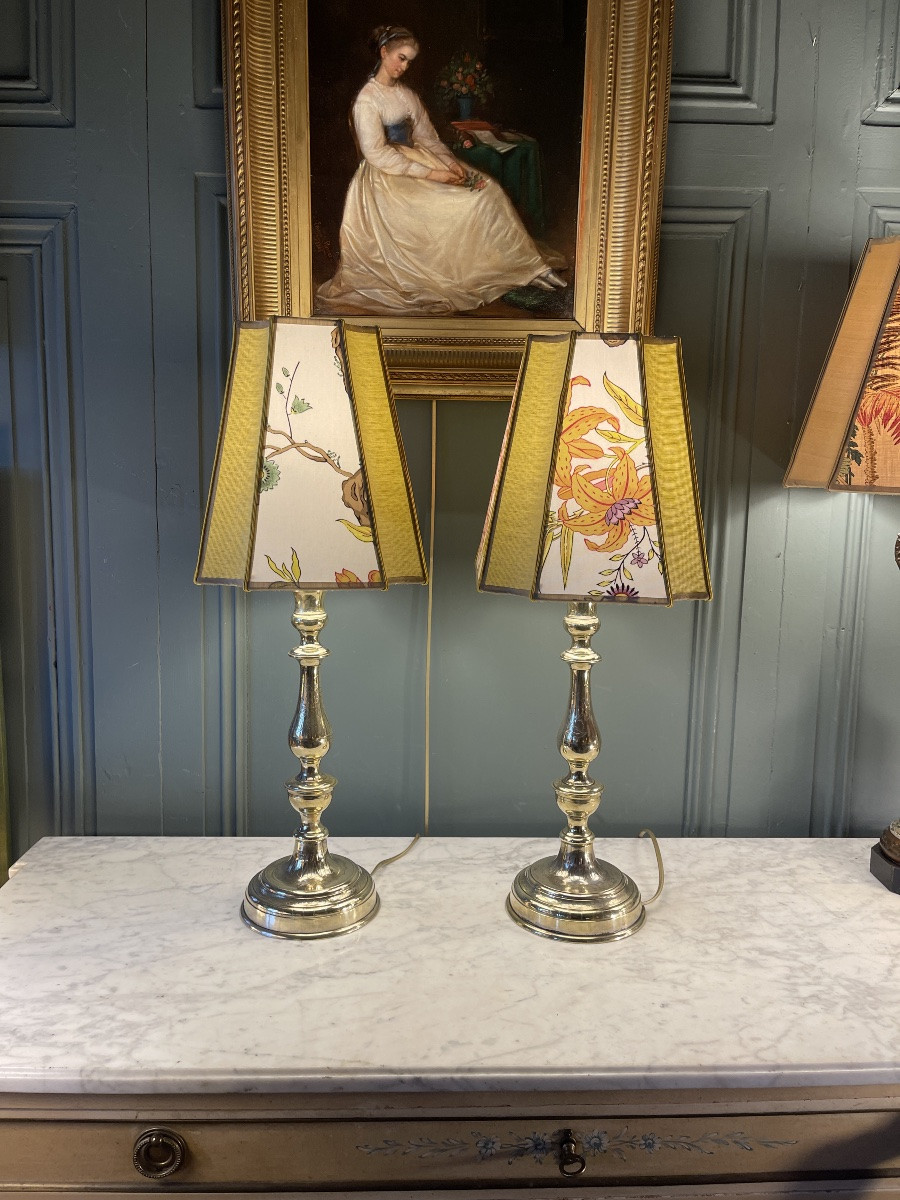 Grande paire de lampes en bronze XIXème, hauteur 59 cm-photo-4