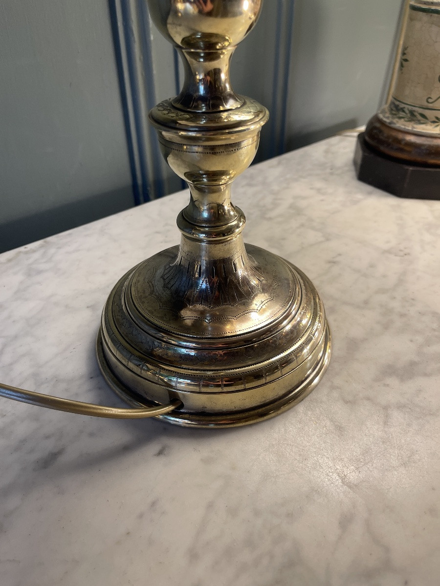 Grande paire de lampes en bronze XIXème, hauteur 59 cm-photo-5