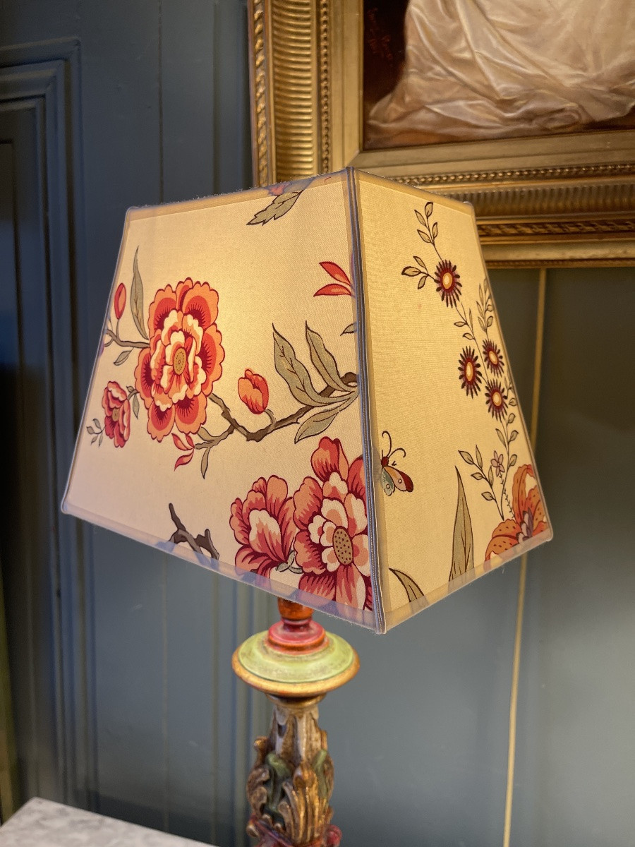 Tripod Lamp In Painted Wood, Height 56 Cm-photo-2