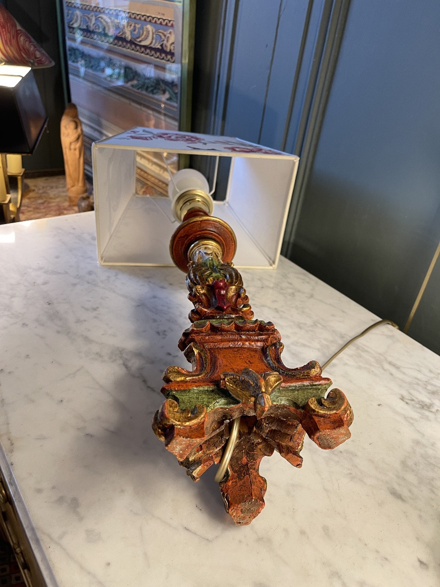 Tripod Lamp In Painted Wood, Height 56 Cm-photo-4