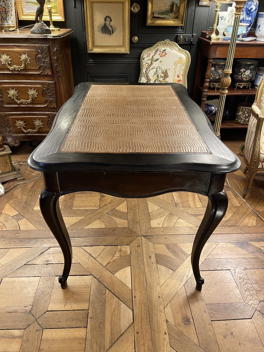 19th Century Blackened Wooden Flat Desk-photo-3