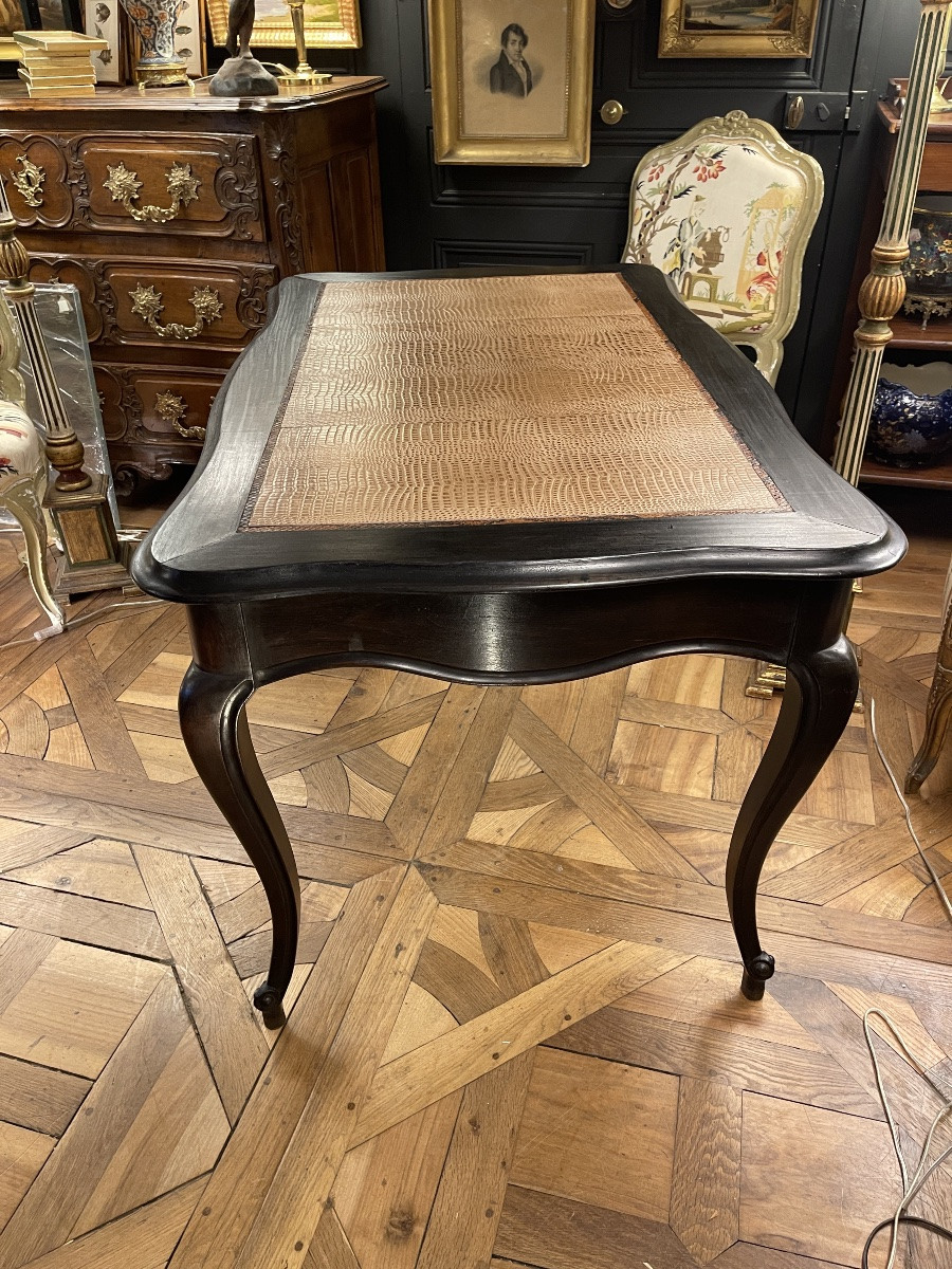 19th Century Blackened Wooden Flat Desk-photo-1