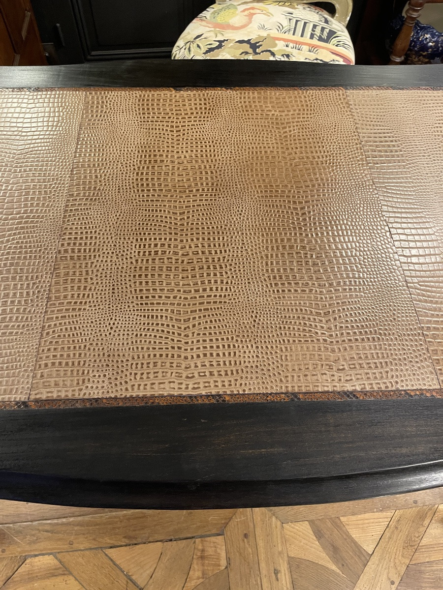 19th Century Blackened Wooden Flat Desk-photo-3