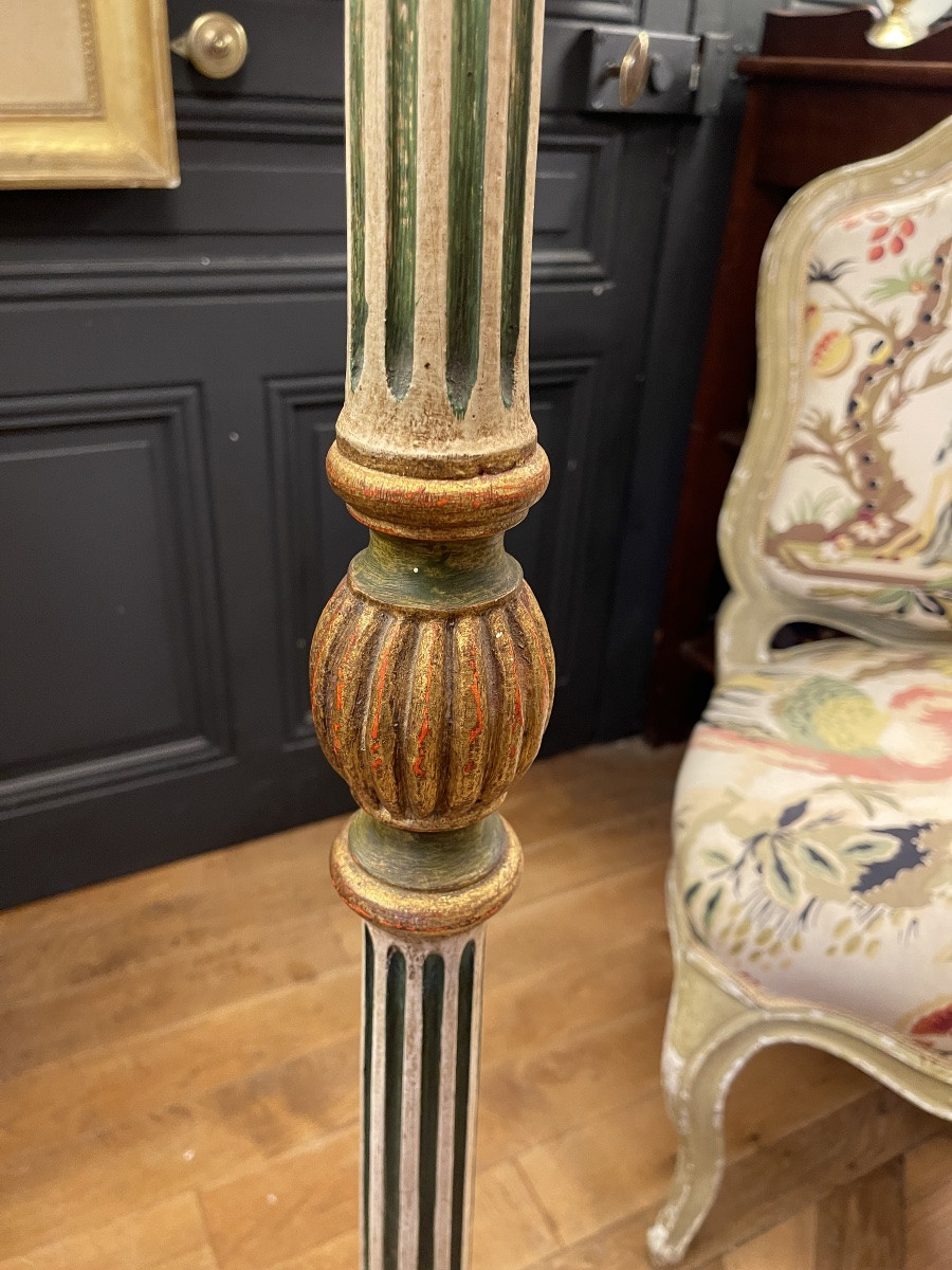 Polychrome Painted Wooden Floor Lamp, Height 157 Cm-photo-5