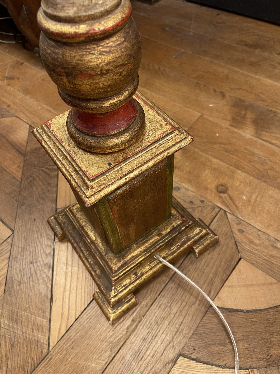Polychrome Painted Wooden Floor Lamp, Height 157 Cm-photo-6