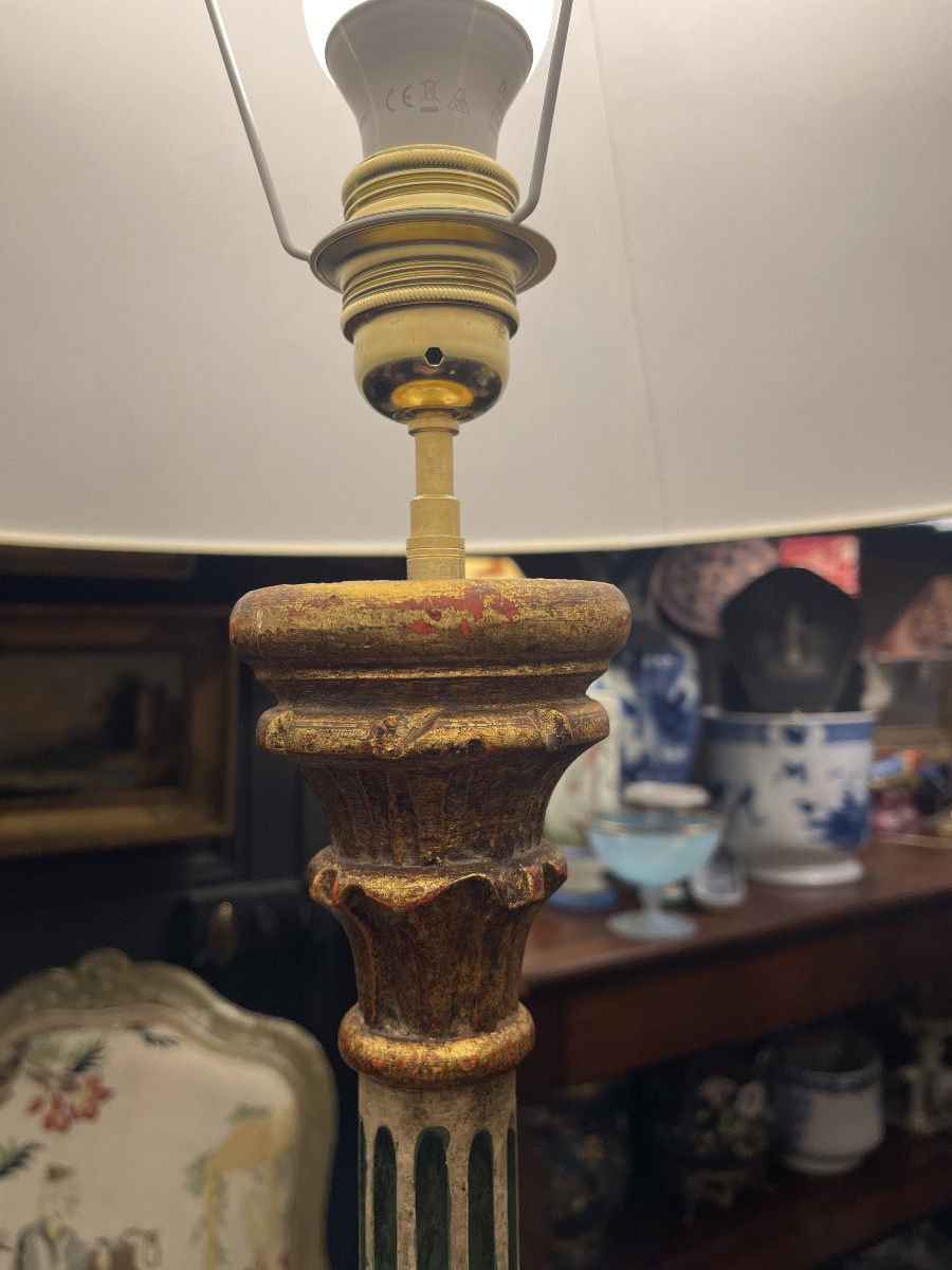 Polychrome Painted Wooden Floor Lamp, Height 157 Cm-photo-7