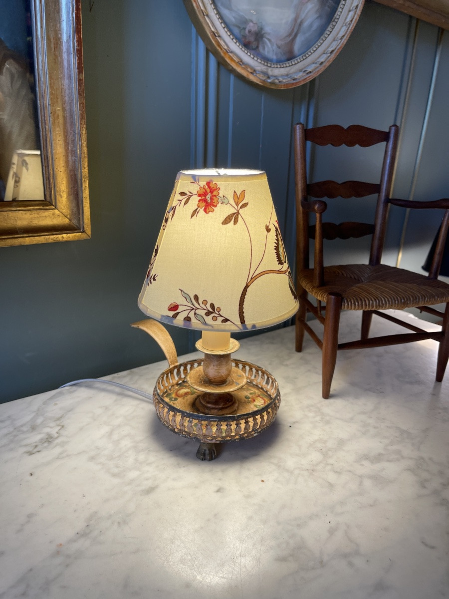 Petite lampe en tôle peinte, hauteur 24 cm-photo-3