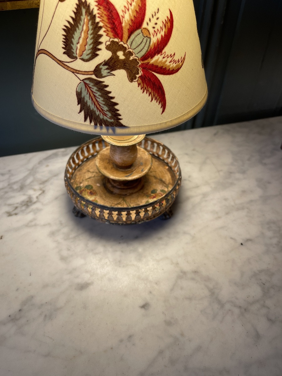 Petite lampe en tôle peinte, hauteur 24 cm-photo-2