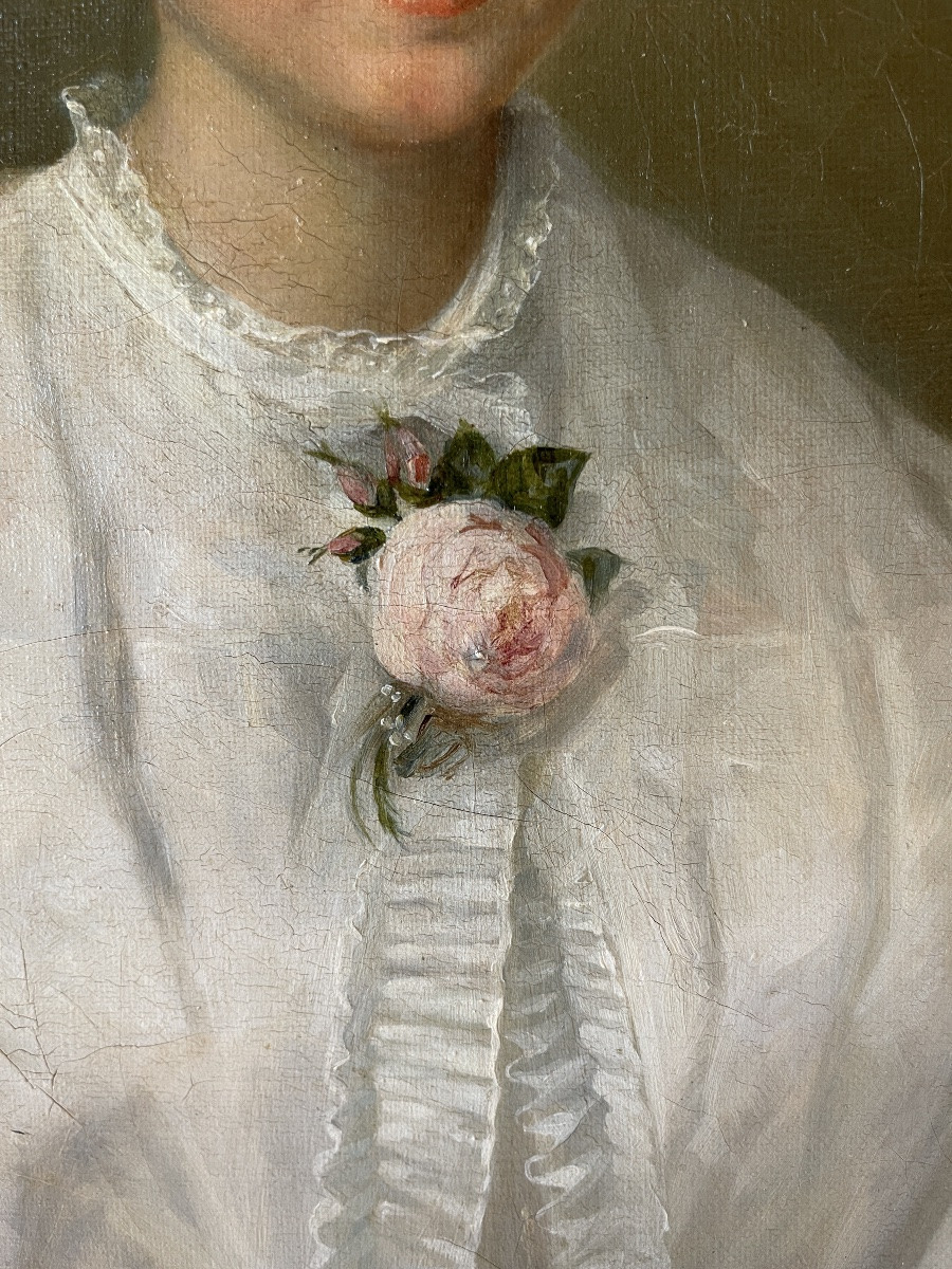 Portrait Of A Young Woman In A White Dress, 19th Century-photo-4