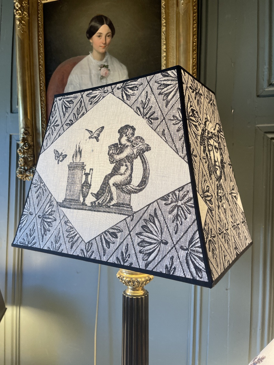 19th Century Patinated Bronze And Brass Lamp, Height 81.5 Cm-photo-2