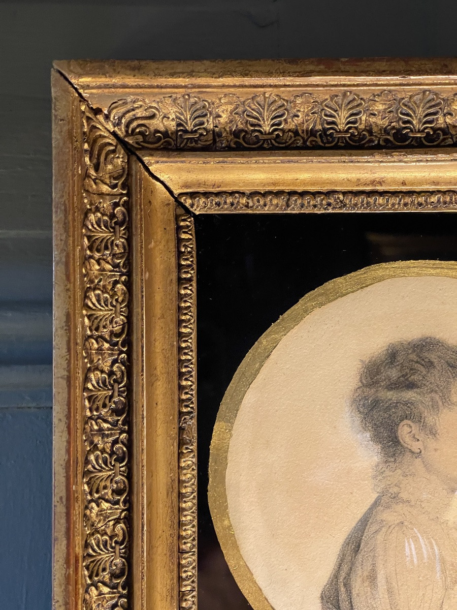 Portrait Of A Lady, 19th Century Drawing-photo-3