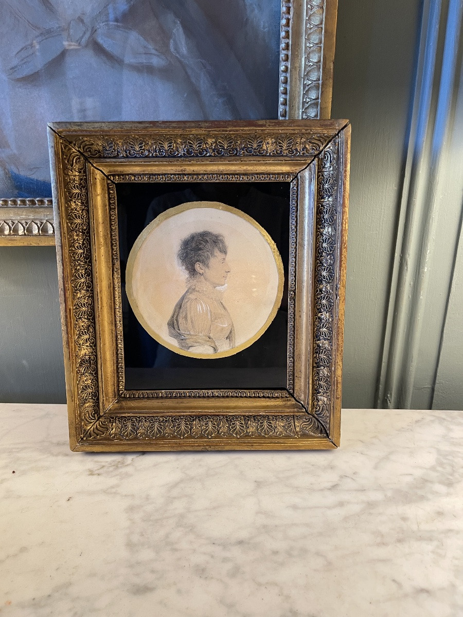 Portrait Of A Lady, 19th Century Drawing-photo-3