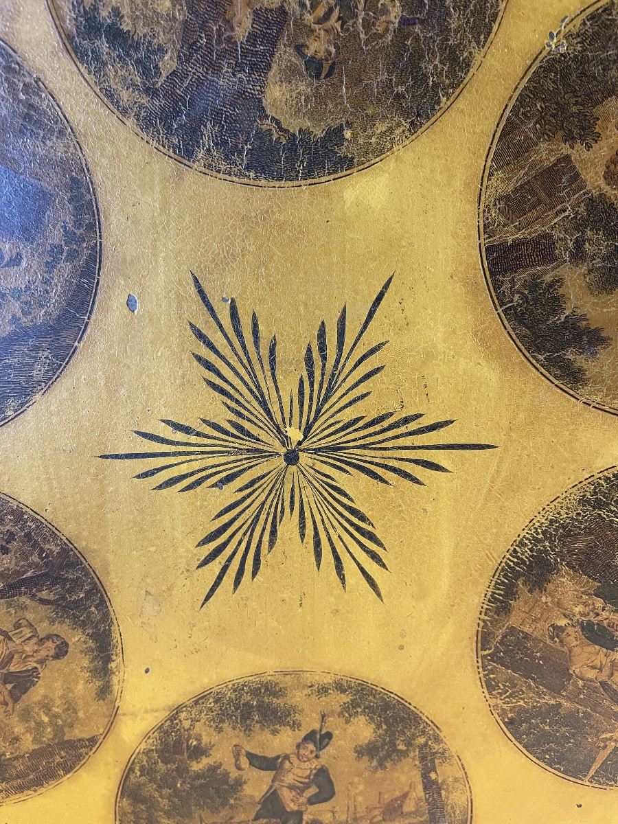 Painted Sheet Metal Tray Decorated With "songs By Pierre-jean De Béranger", 19th Century-photo-4