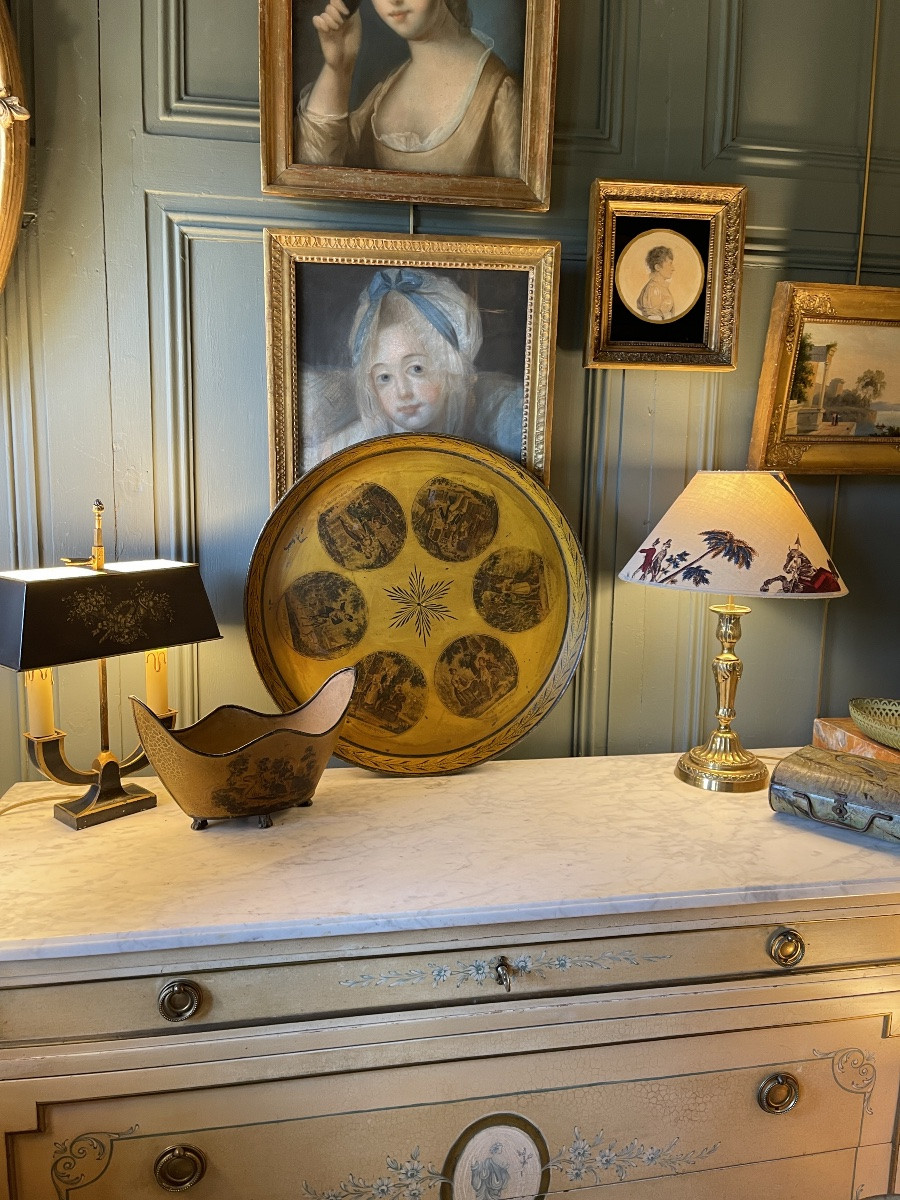 Painted Sheet Metal Tray Decorated With "songs By Pierre-jean De Béranger", 19th Century-photo-7