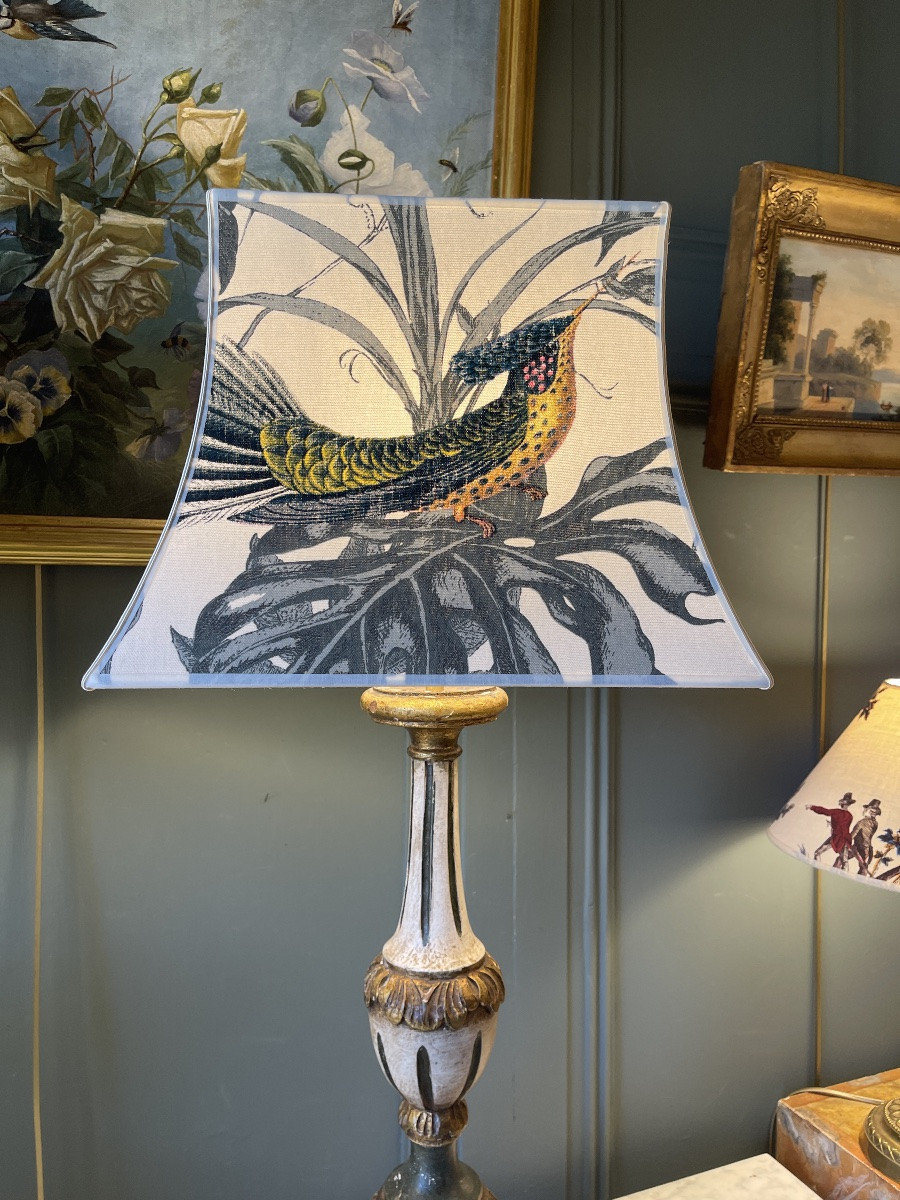Grande lampe en bois peint tripode n°2, Hauteur 79 cm-photo-4