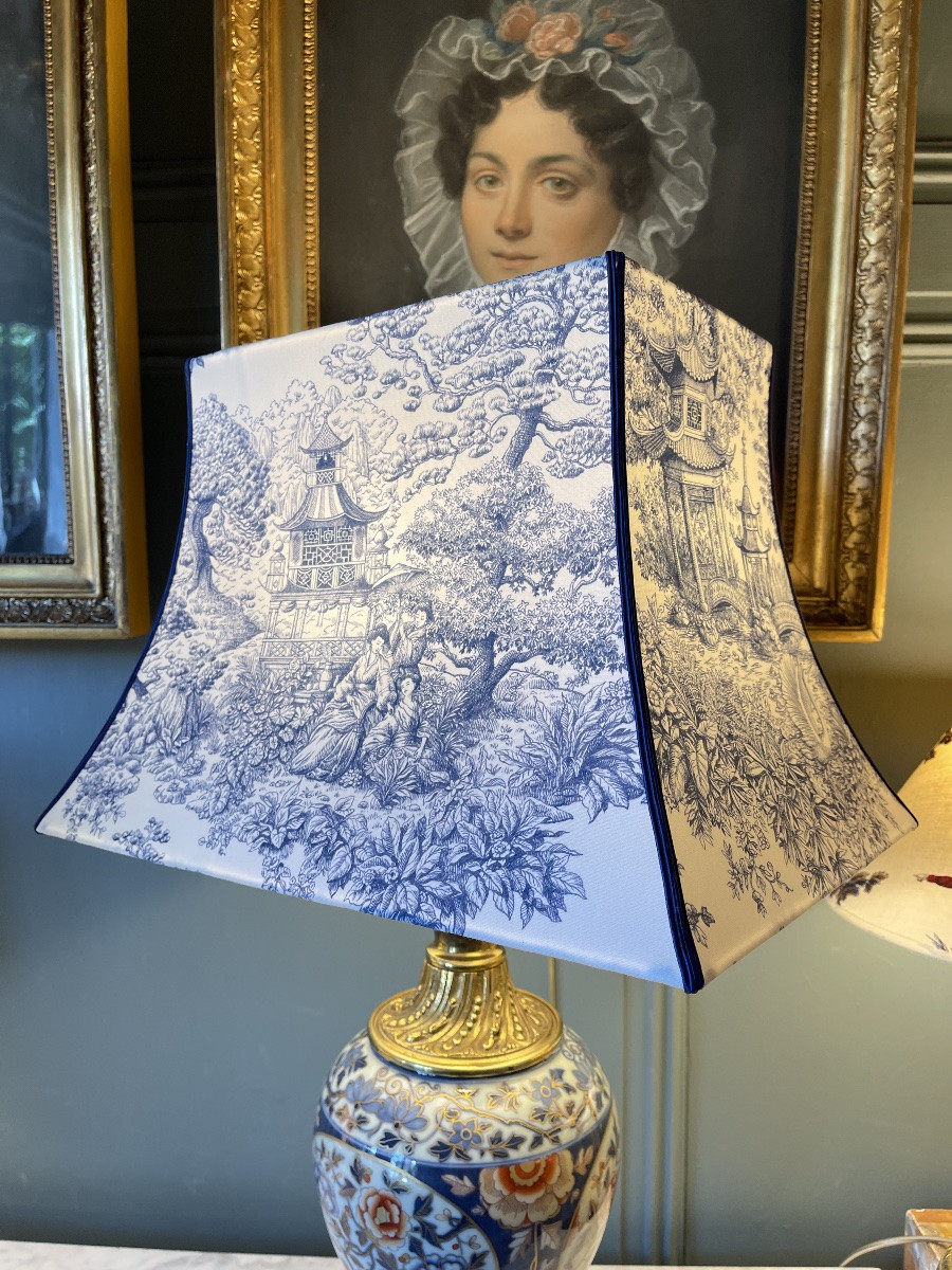19th Century Porcelain Lamp, Height 67.5 Cm-photo-5