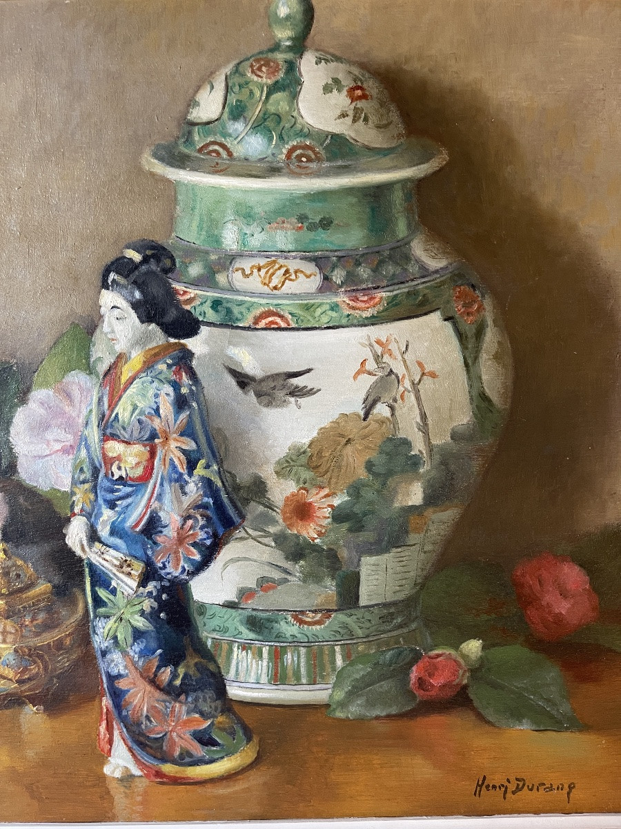 Nature morte aux objets asiatiques et fleurs-photo-4