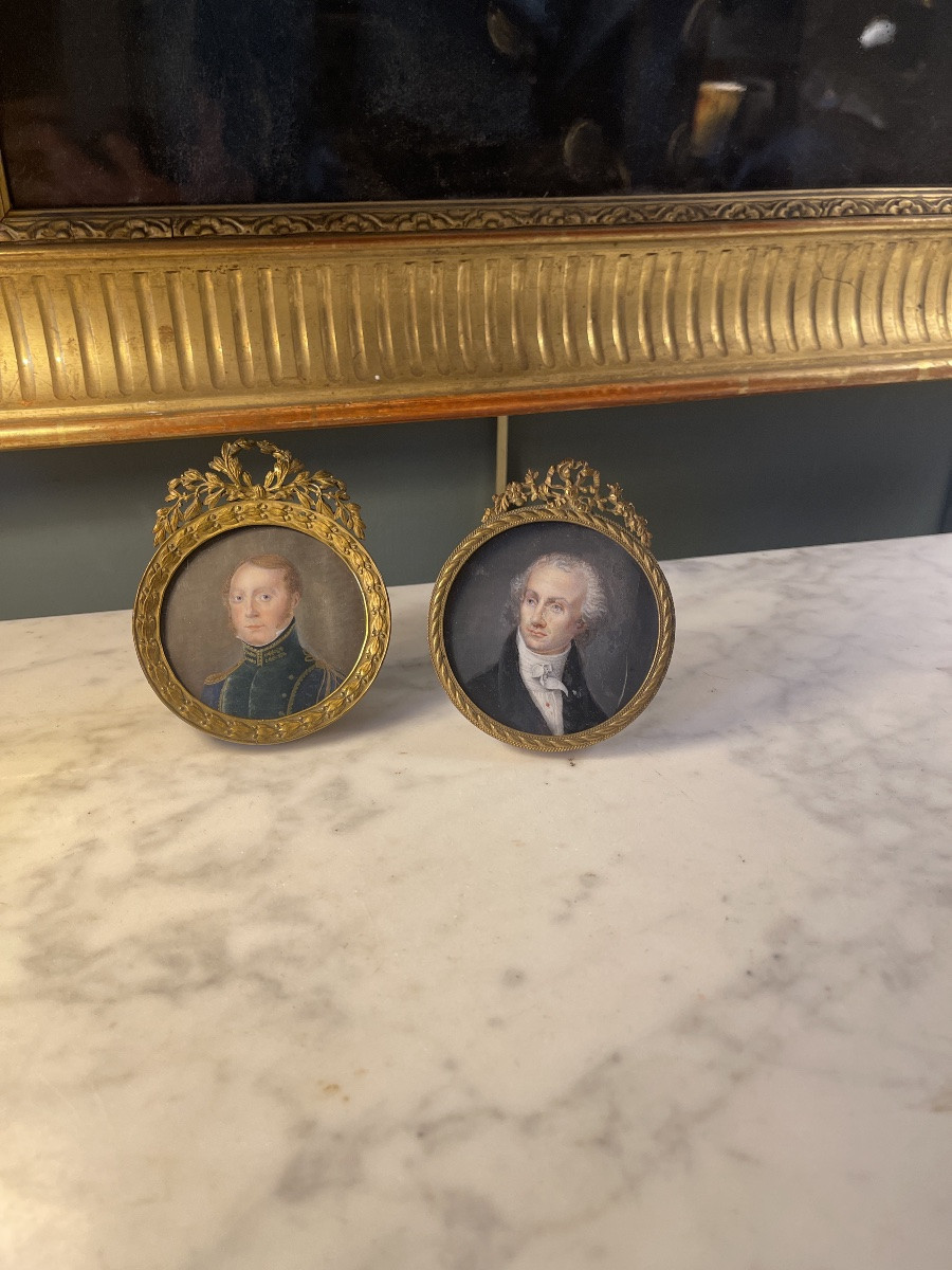 Deux portraits miniatures XIXème-photo-1