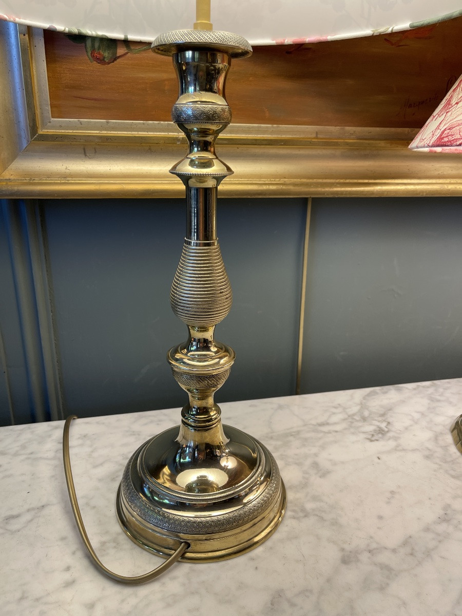 Large 19th Century Chiseled Bronze Lamp, Height 56 Cm-photo-3