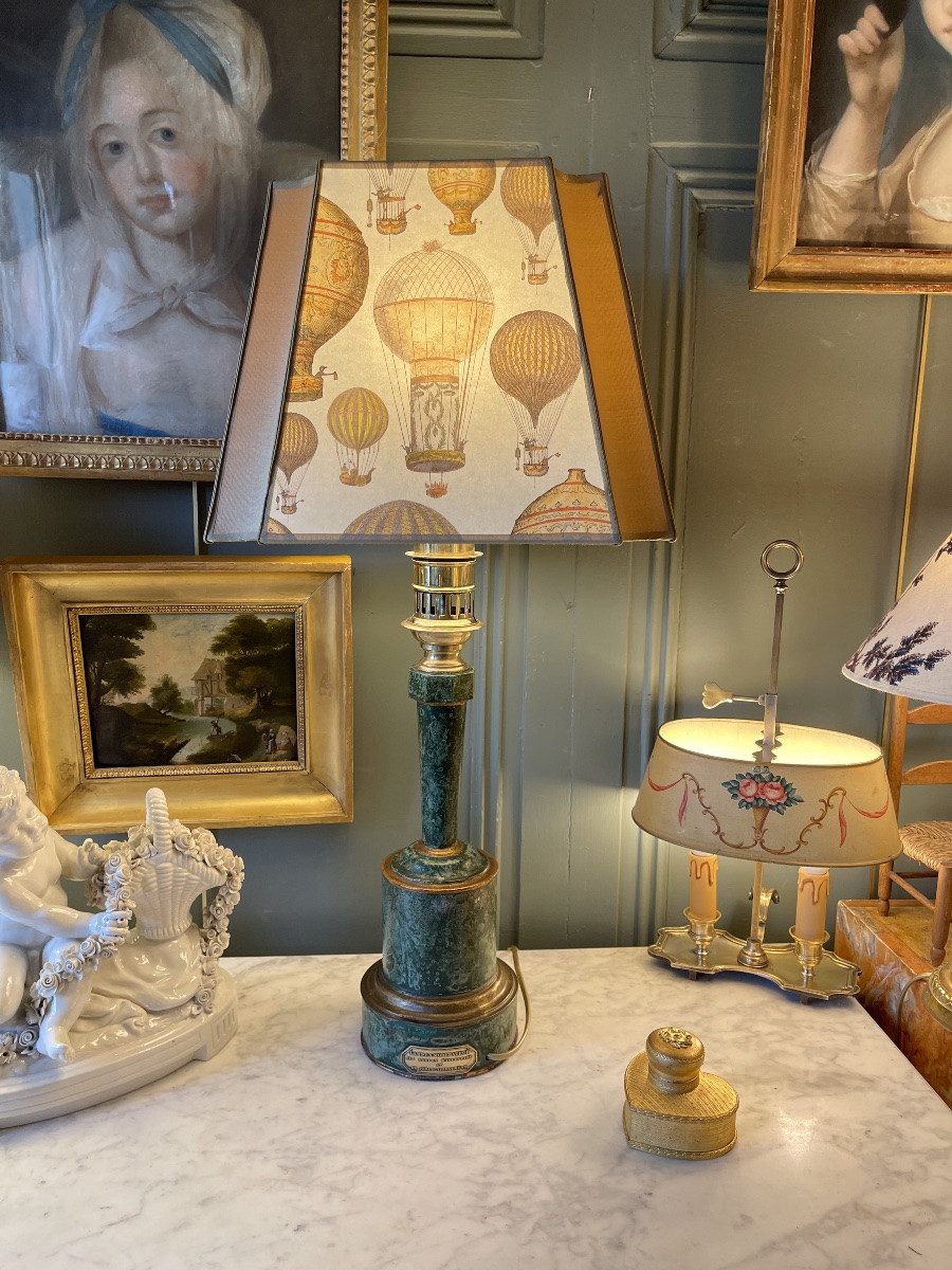 Lampe Carcel en tôle peinte XIXème, hauteur 70 cm-photo-4