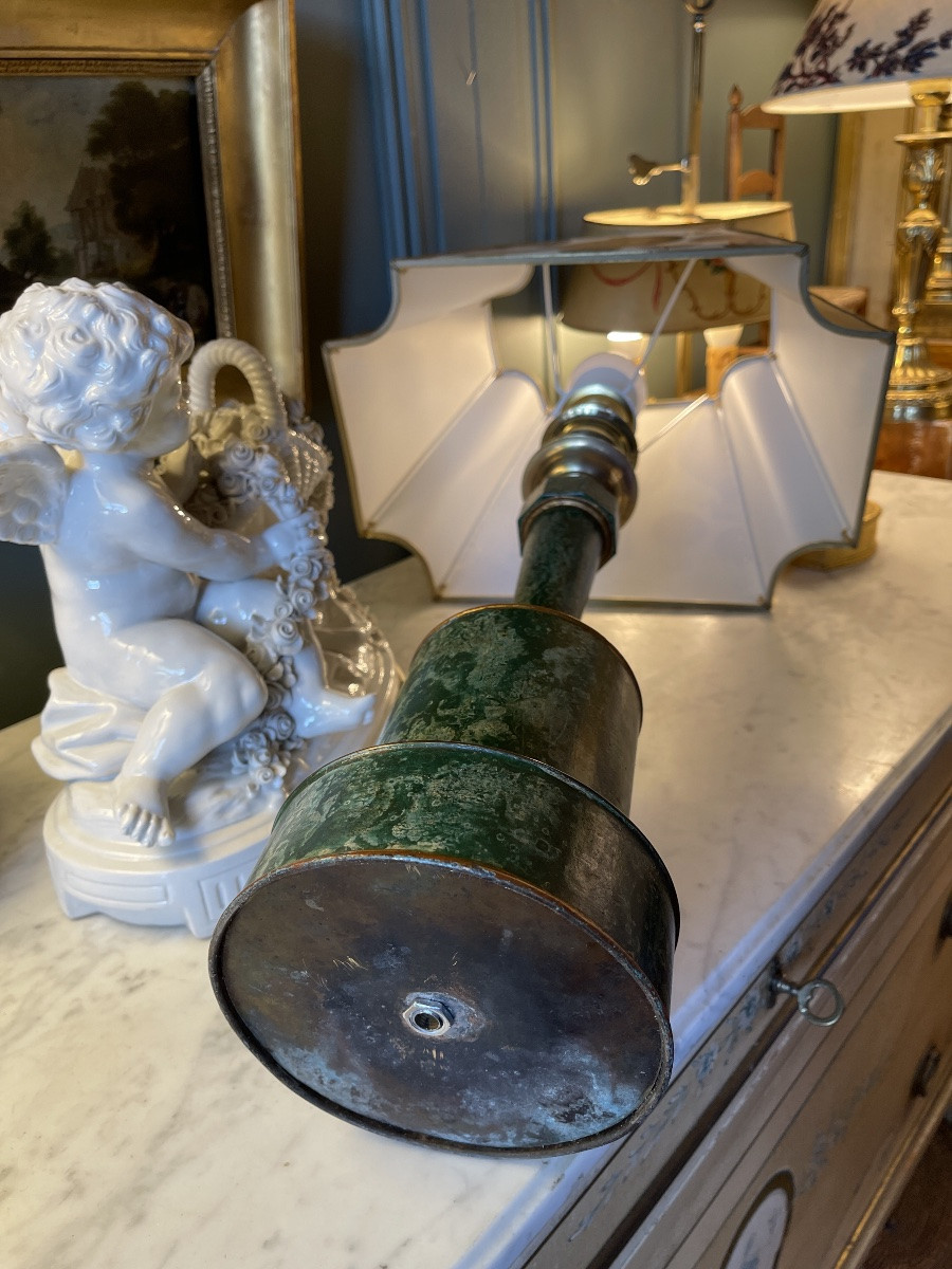 Lampe Carcel en tôle peinte XIXème, hauteur 70 cm-photo-7