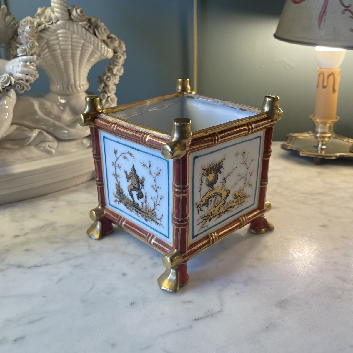 Small Porcelain Planter With Chinoiserie Decoration