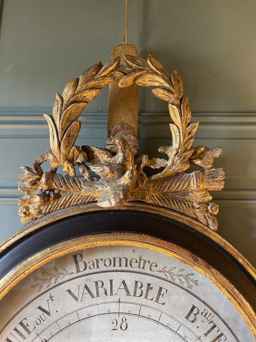 Important baromètre en bois doré de Mossy époque XVIIIème-photo-3