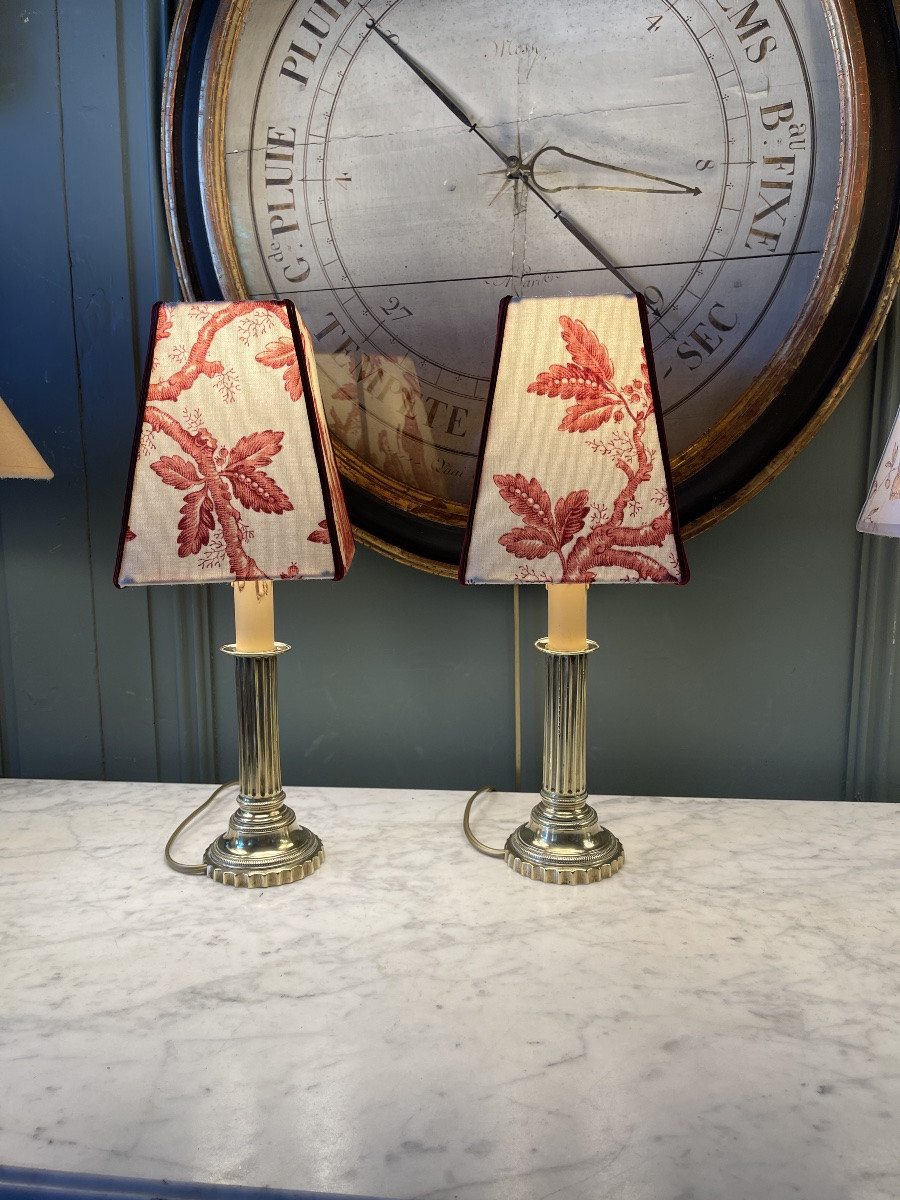 Pair Of Small Bronze Lamps, Height 38.5 Cm-photo-4