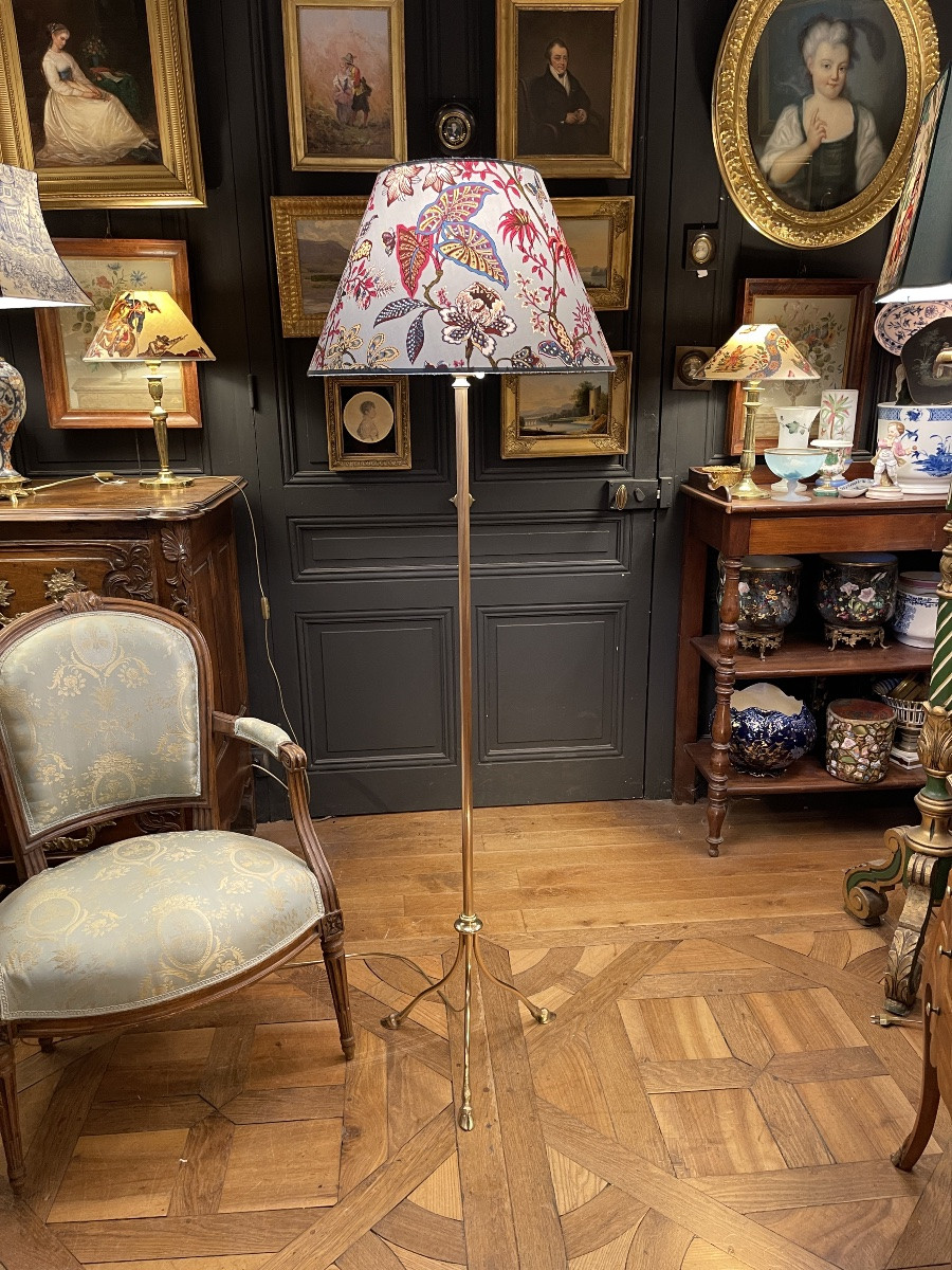 Bronze Tripod Floor Lamp With Crow's Feet, Maison Jansen, Adjustable Height.-photo-2