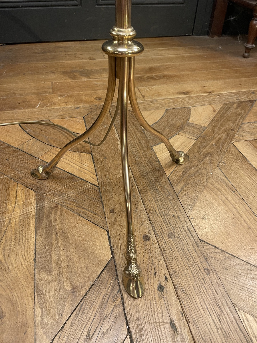 Bronze Tripod Floor Lamp With Crow's Feet, Maison Jansen, Adjustable Height.-photo-1