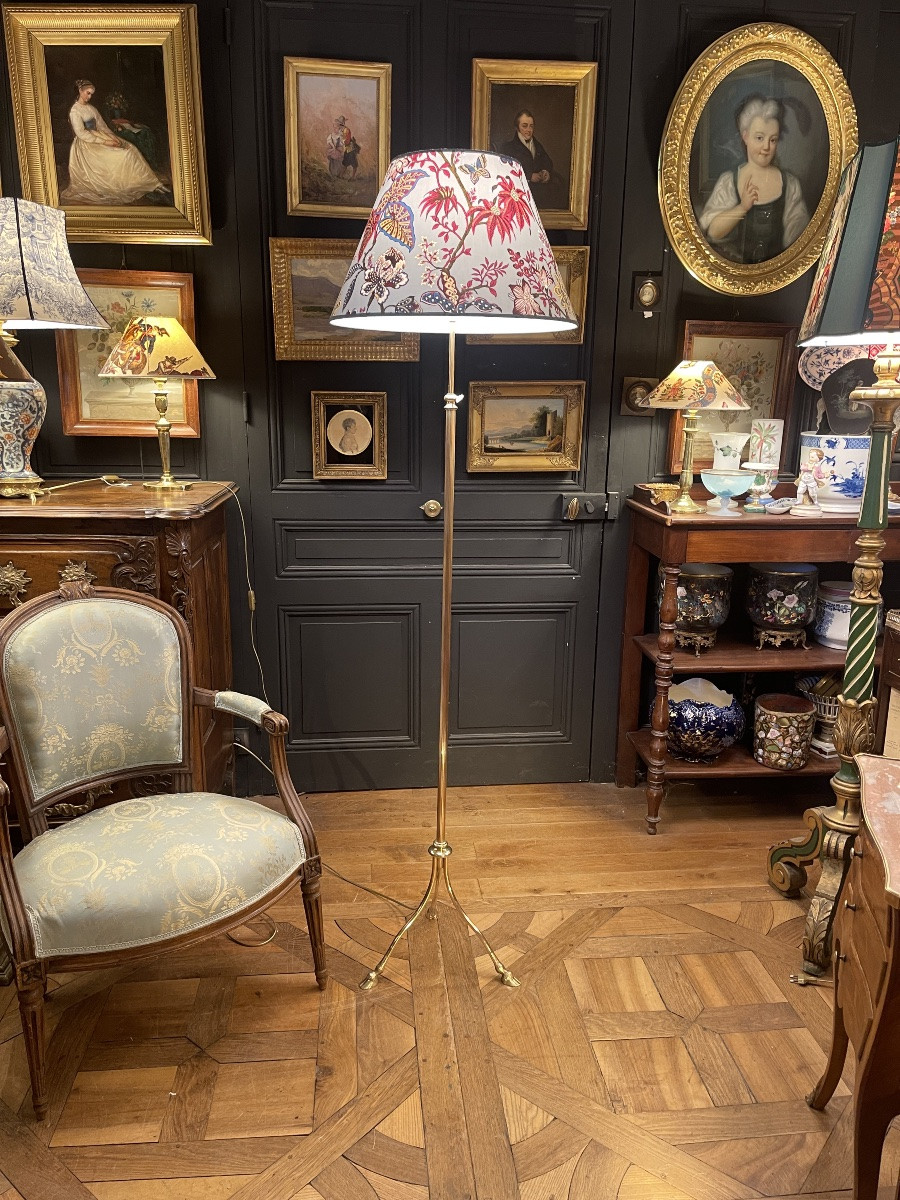 Bronze Tripod Floor Lamp With Crow's Feet, Maison Jansen, Adjustable Height.-photo-7