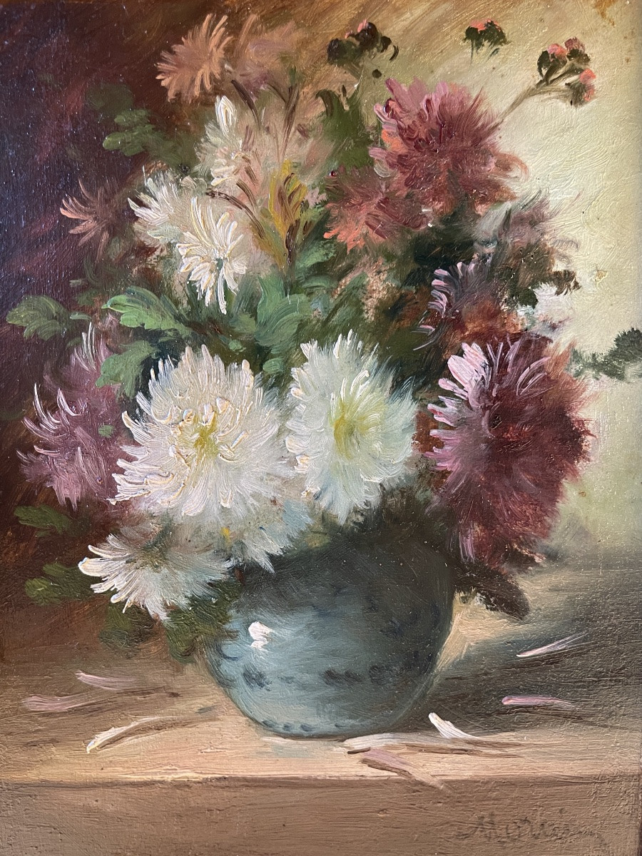Bouquet de dalhias de Pierre Morain XIXème-photo-2