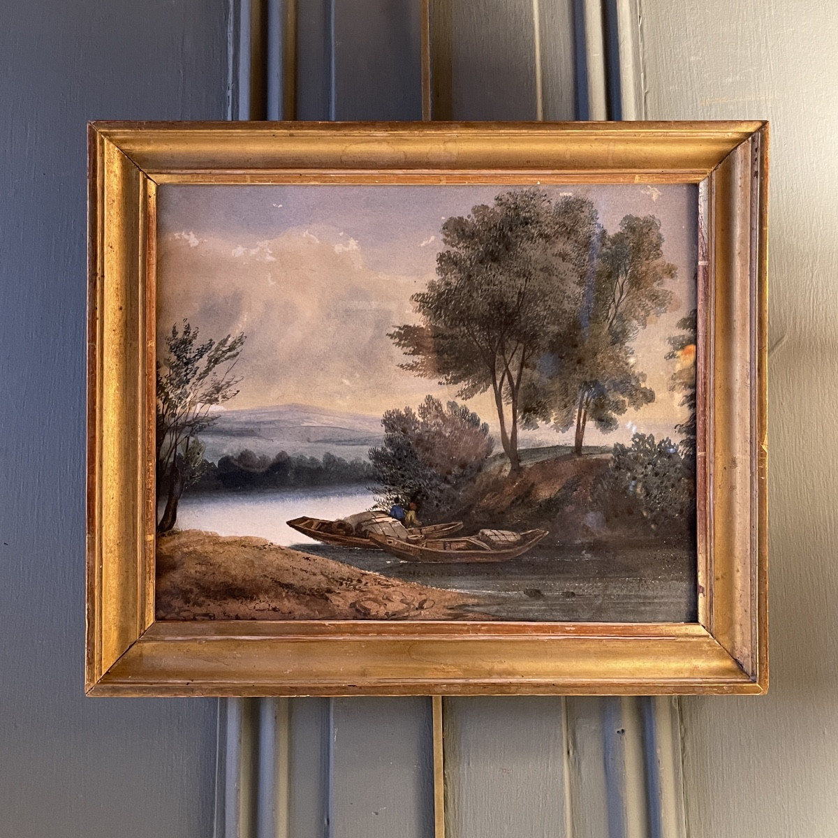 Les barques, Aquarelle XIX&egrave;me