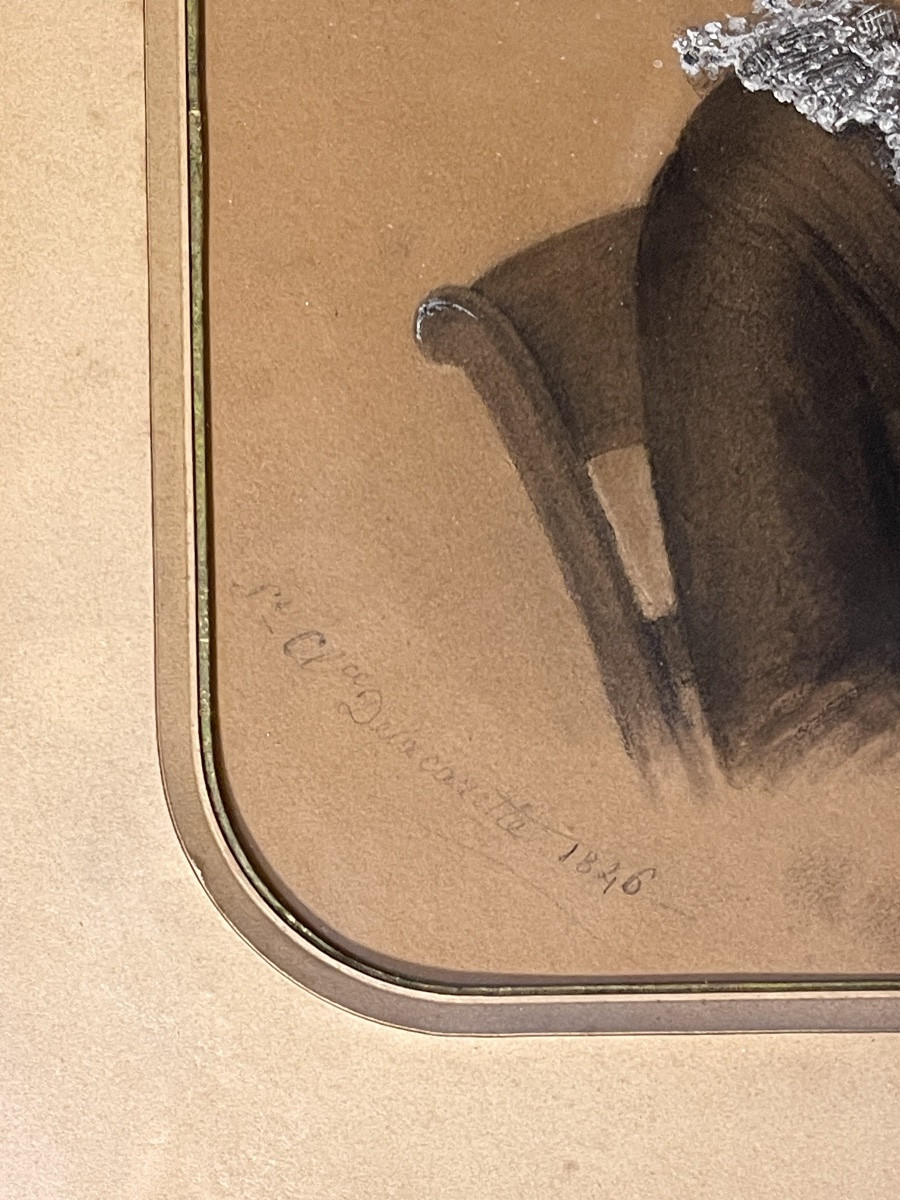 Portrait de dame  de Sophie-Clémence De Lacazette daté 1846-photo-1