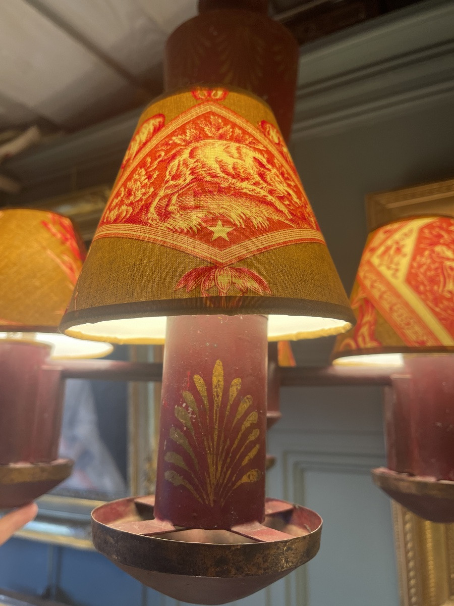 Lustre Quinquet de style Empire en t&ocirc;le peinte XIX&egrave;me-photo-2