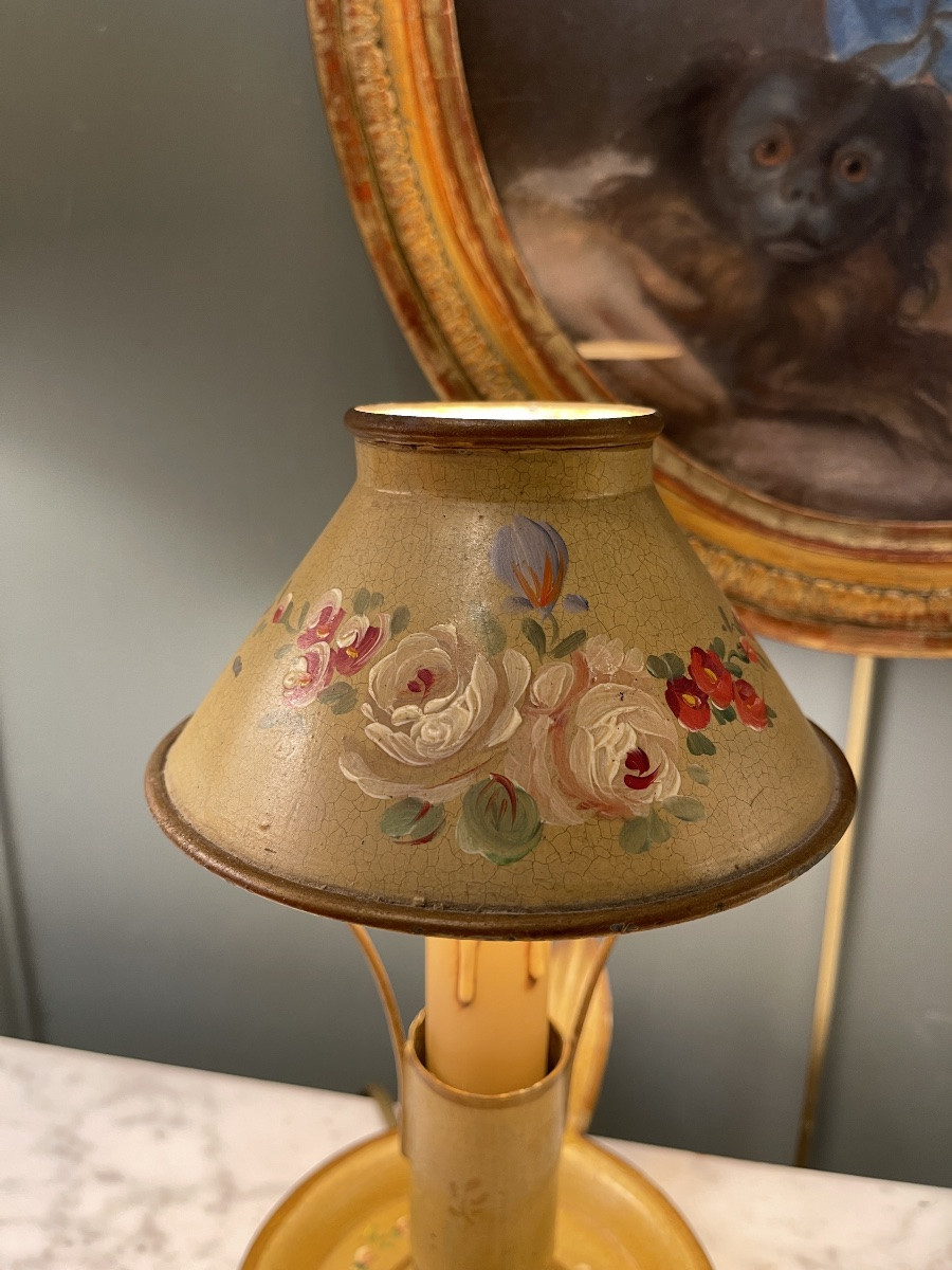 Small Bouillotte Lamp With Floral Decoration, Height 24 Cm-photo-2
