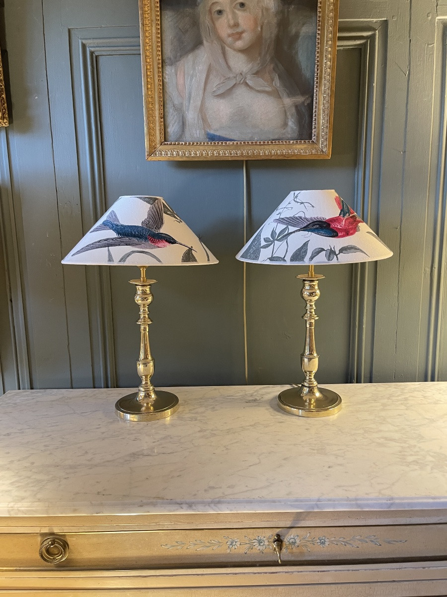 Paire de lampes en bronze, hauteur 43.5 cm-photo-2