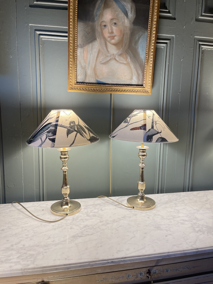 Paire de lampes en bronze, hauteur 43.5 cm-photo-3