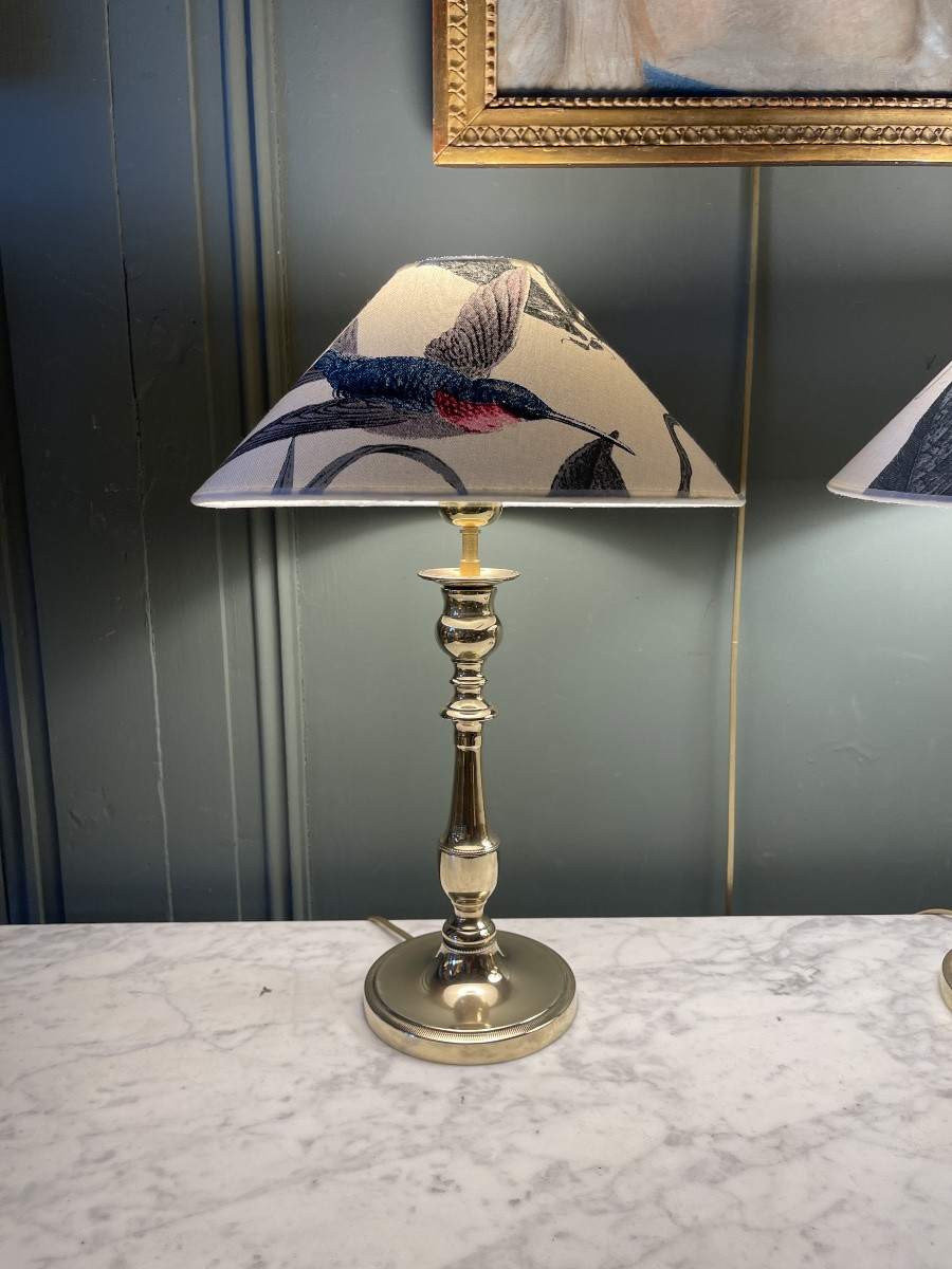 Paire de lampes en bronze, hauteur 43.5 cm-photo-4