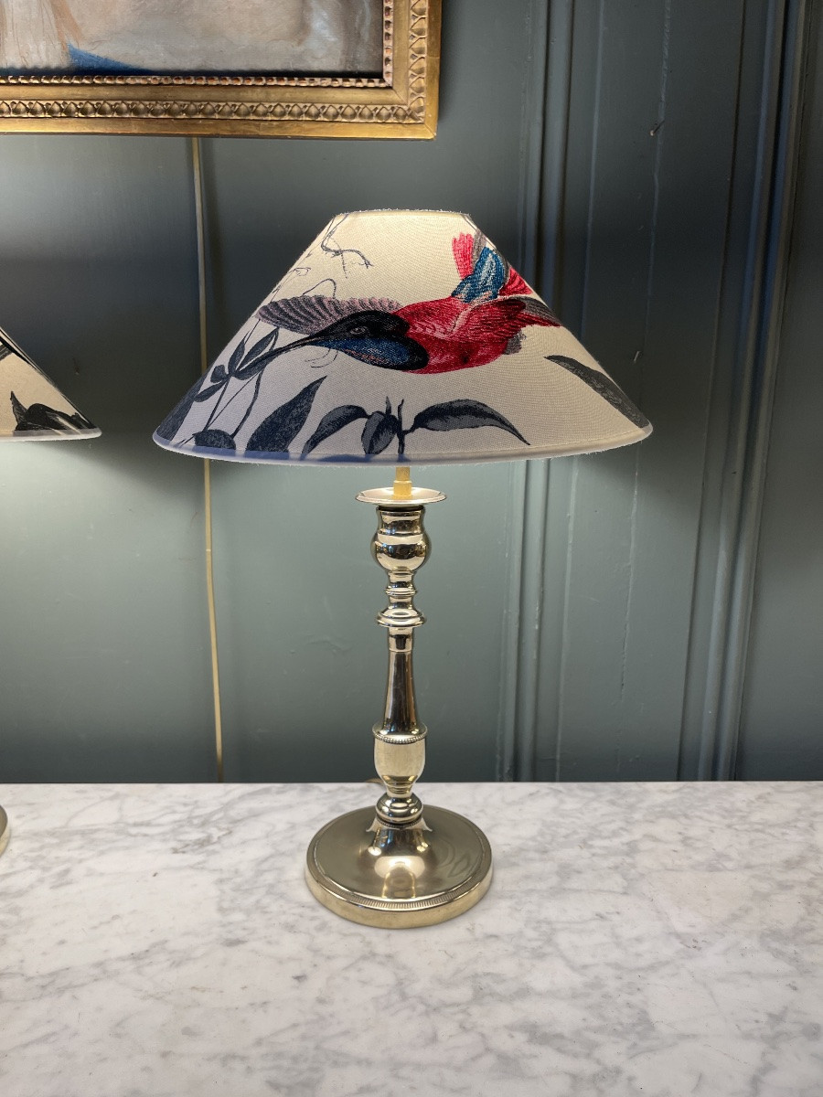 Paire de lampes en bronze, hauteur 43.5 cm-photo-1