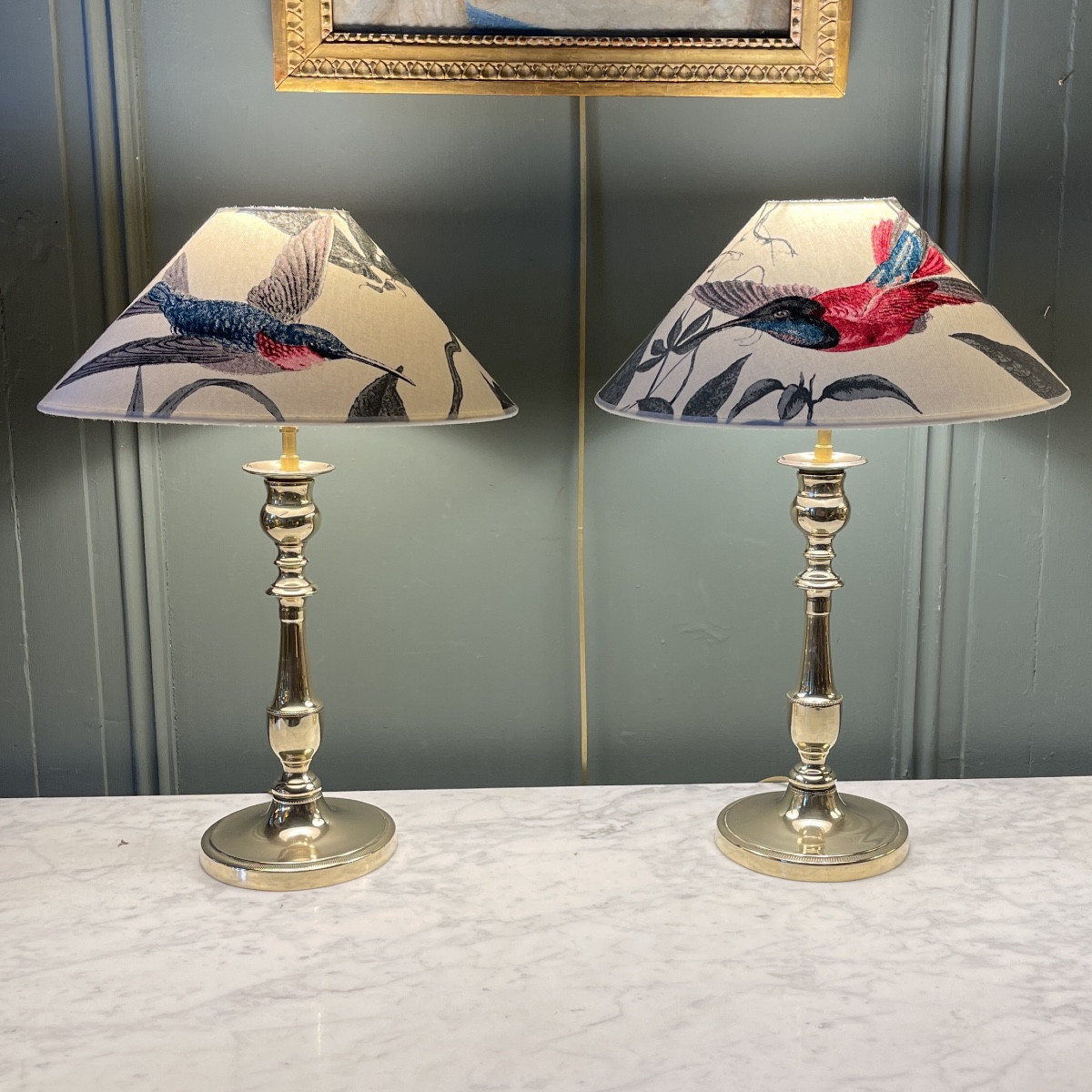 Paire de lampes en bronze, hauteur 43.5 cm