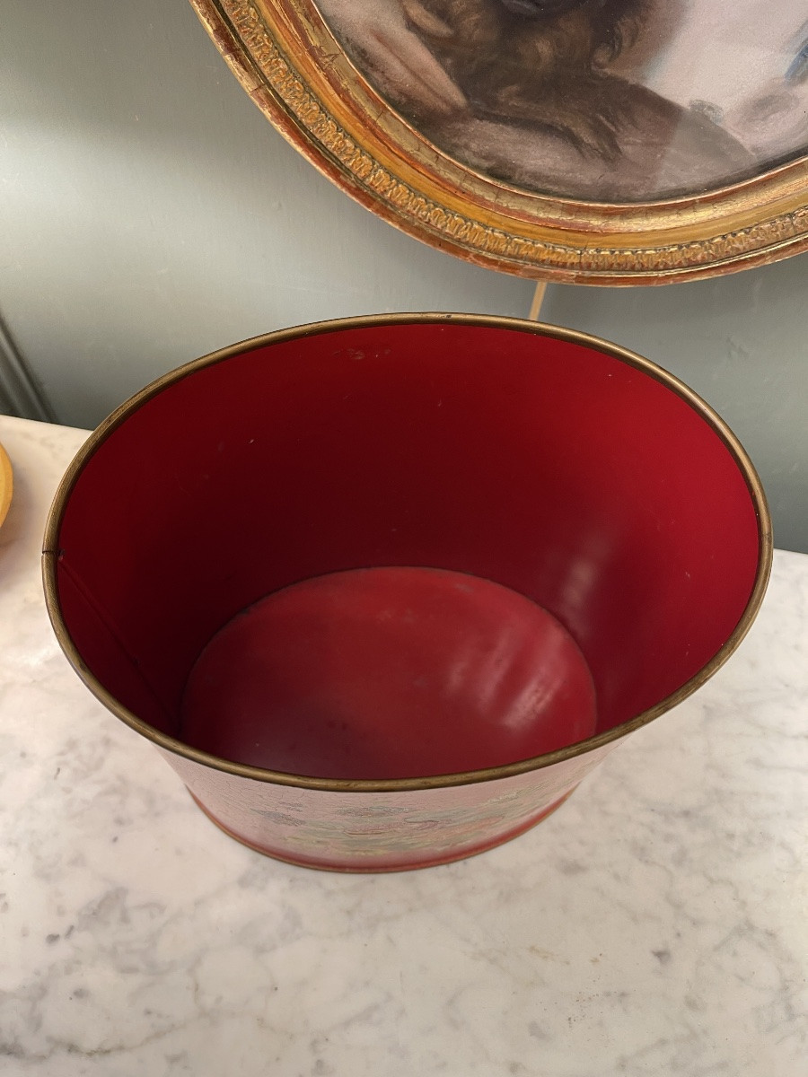 Petite corbeille en tôle peinte, Hauteur 20.5 cm-photo-1